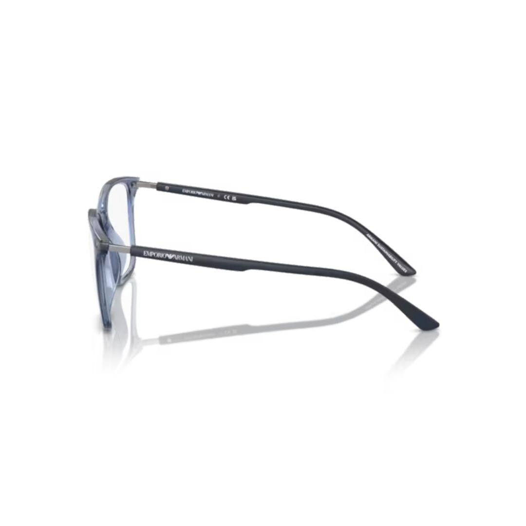Emporio Armani 3242U Vista Rectangular Frame Eyeglasses With Translucent Blue Front