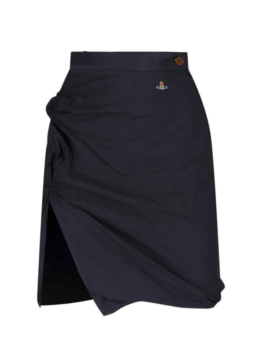 Vivienne Westwood Ruched Design Skirt With Front Slit