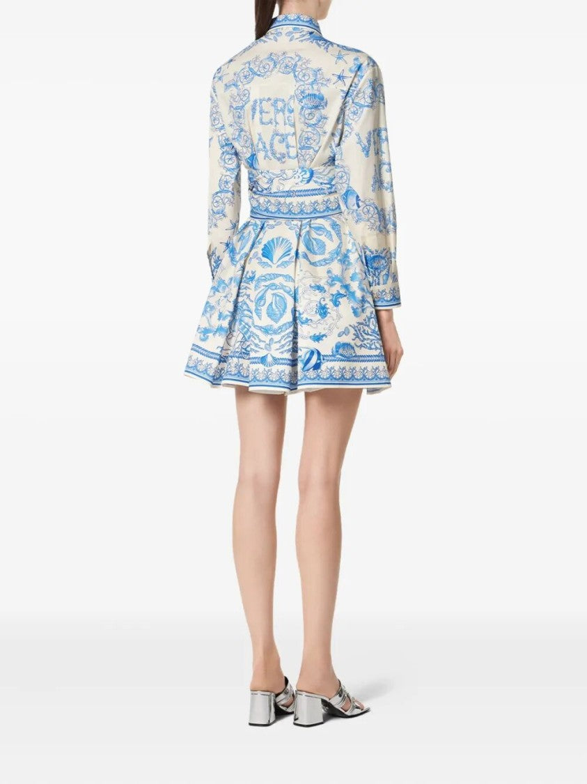 Versace `Underwater Barocco Bicolour Foulard` Dress