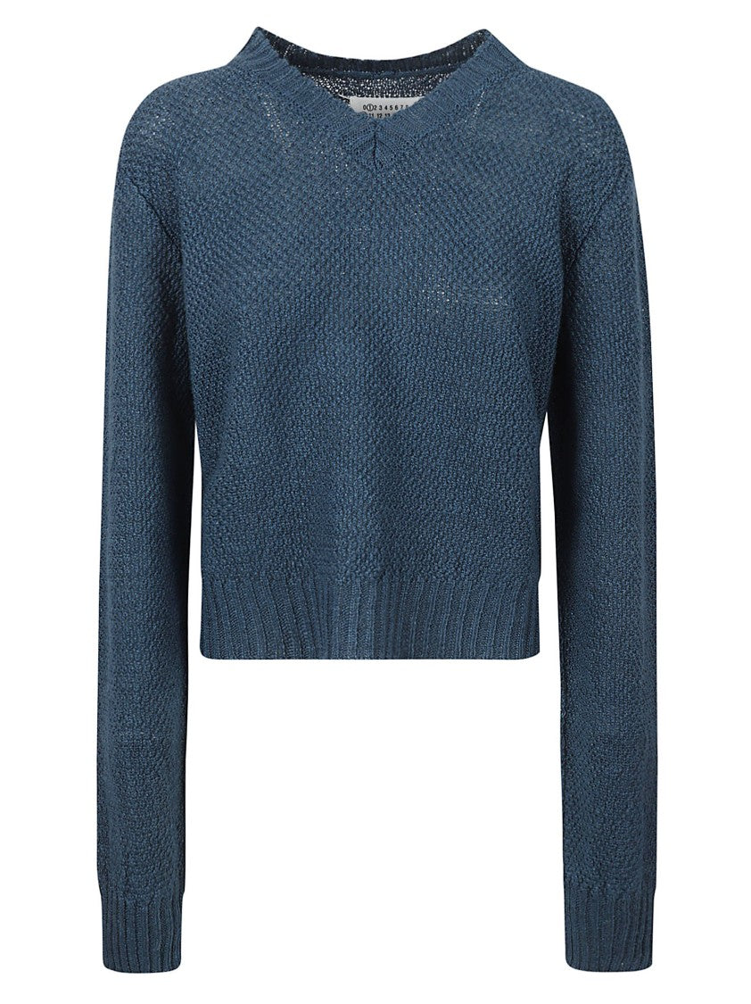 Maison Margiela Cropped Textured Knit Sweater