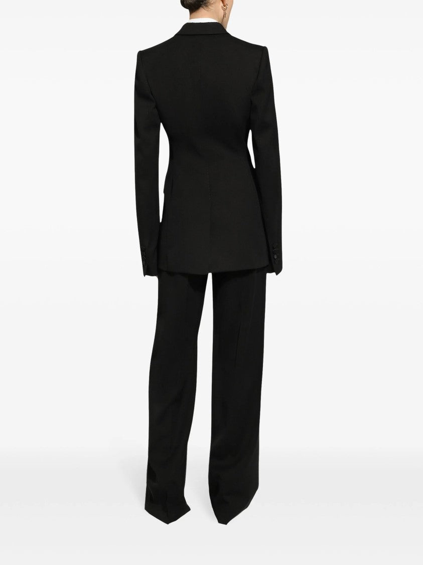 Dolce & Gabbana Double-Breasted Black Silk Virgin Wool Blazer
