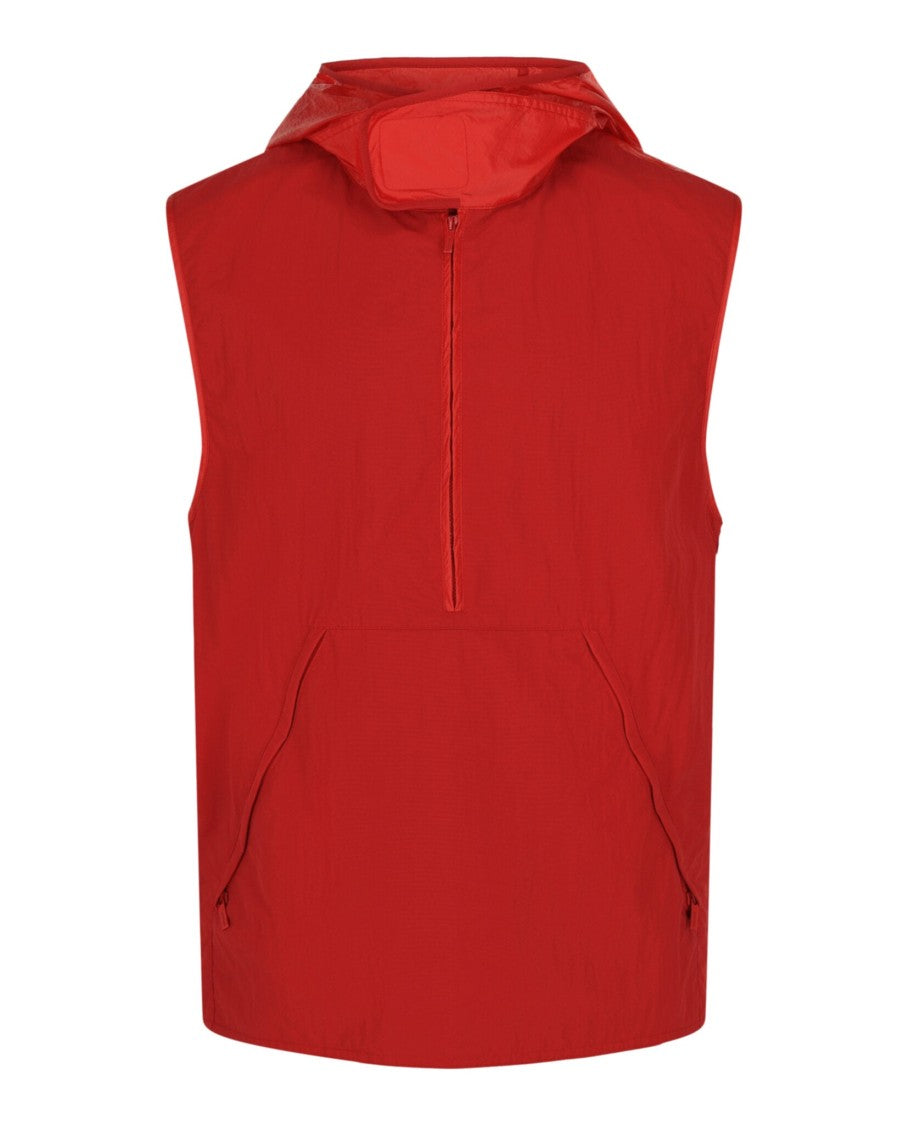 Ferragamo Hooded Windbreaker Vest With Adjustable Features And Zip Pockets