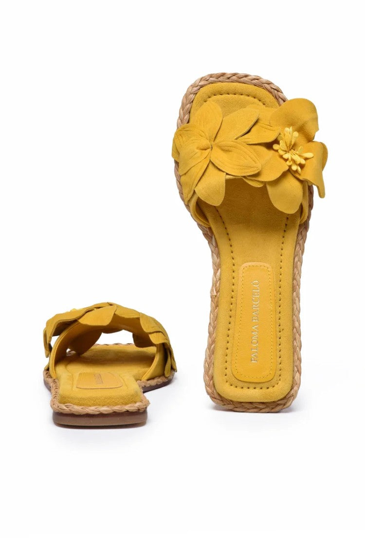 Paloma Barceló Suede Slide Sandals - Yellow