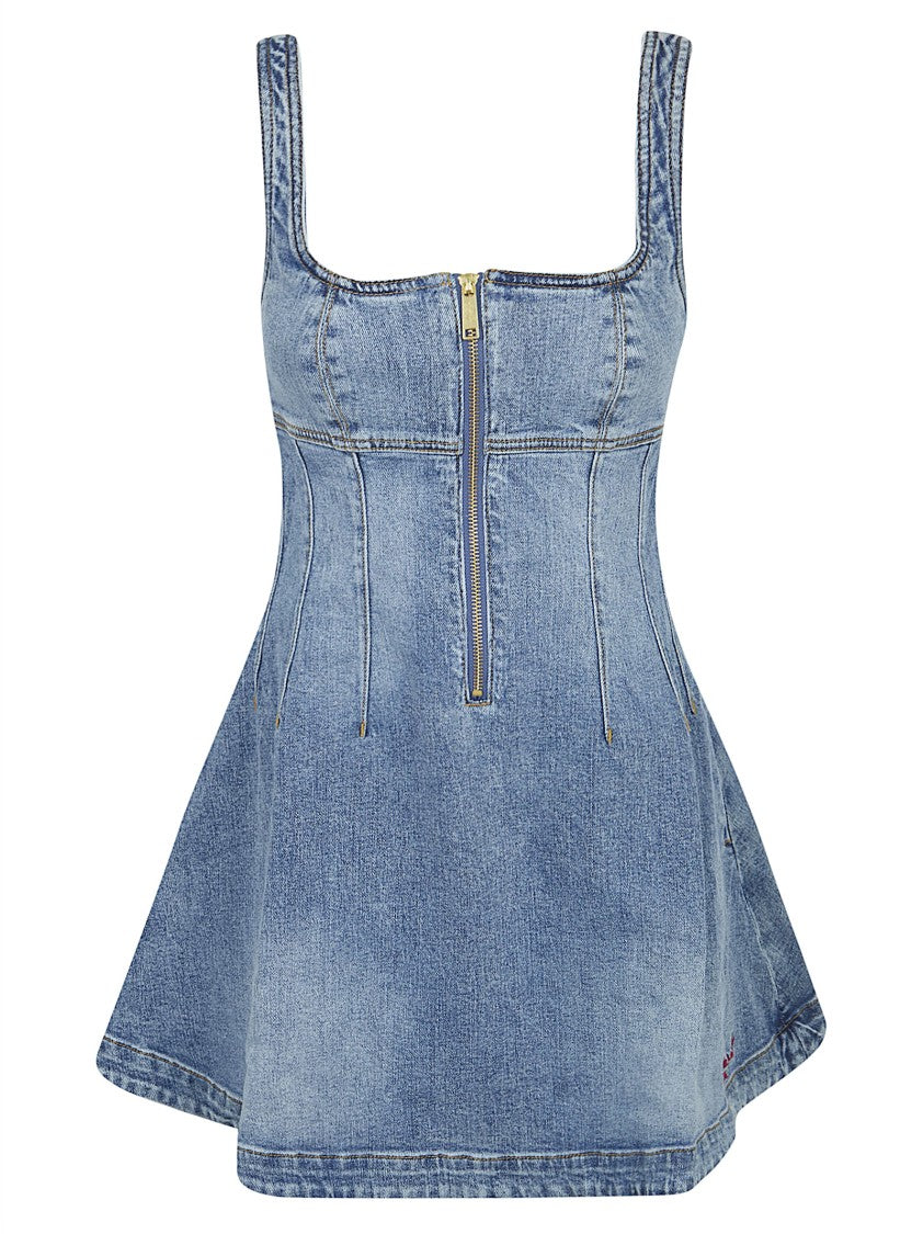Self-Portrait Denim Mini Dress With Corset Top