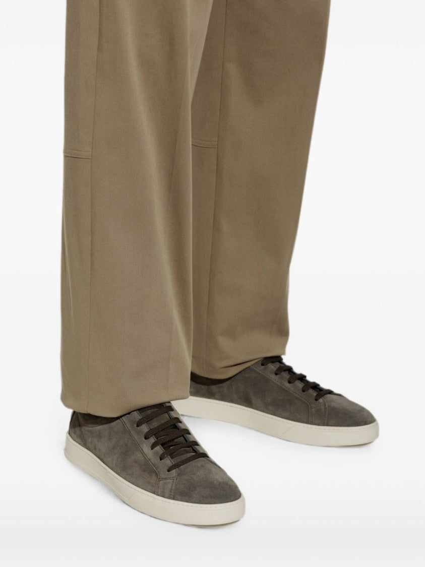 Tod's Brown Low-Profile Calfskin Suede Sneakers