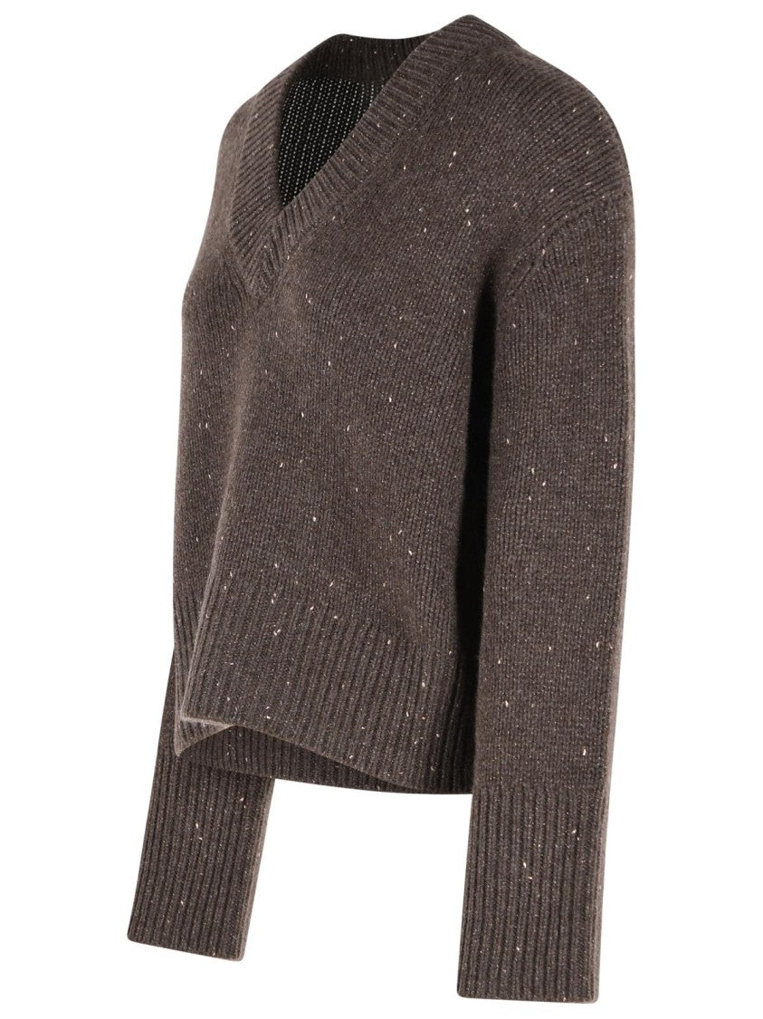 Lisa Yang 'Anella Sparkly' Cocoa Brown Cashmere Sweater