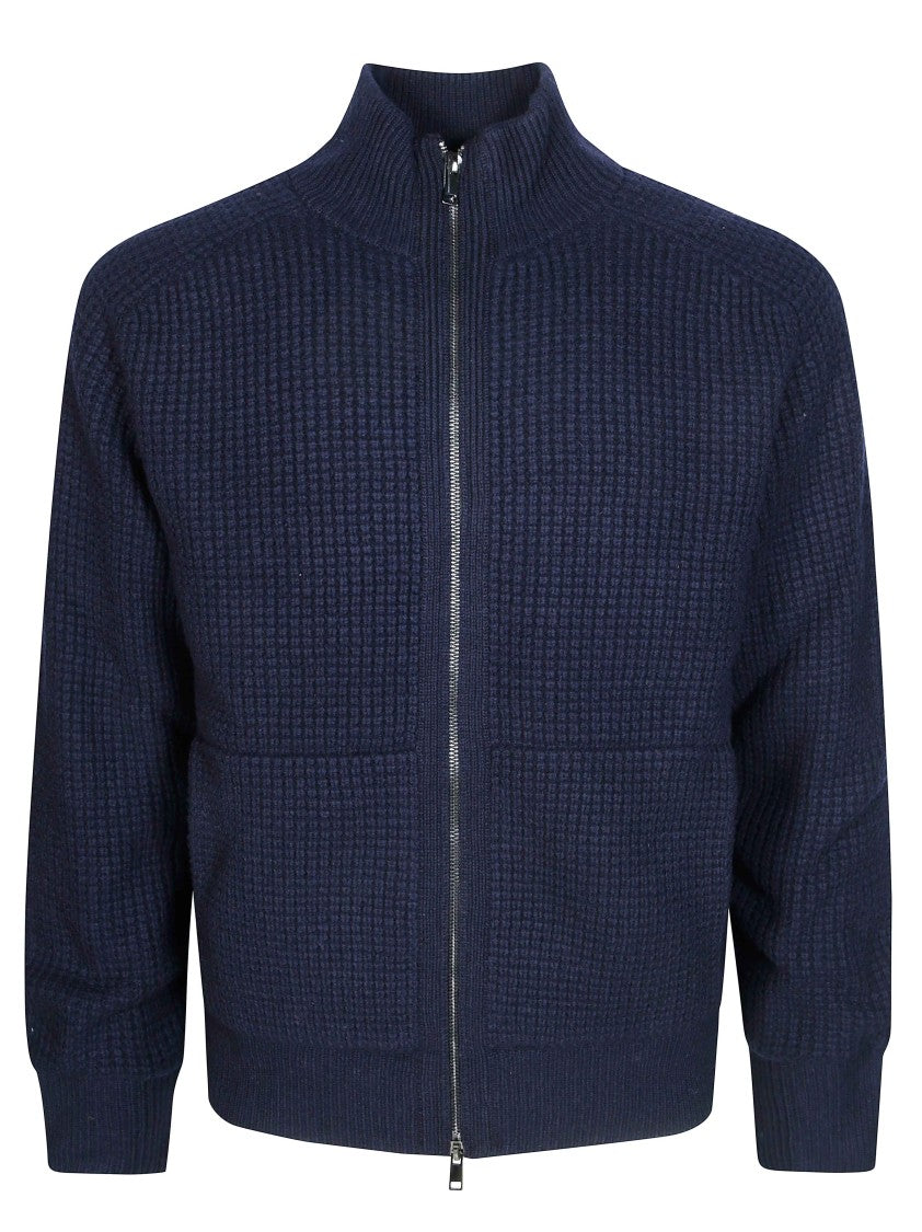 Altea Textured High Collar Full-Zip Sweater