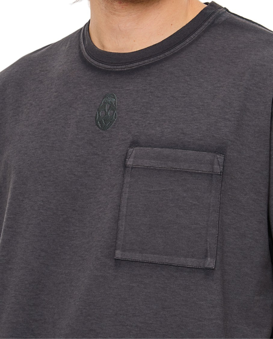 Alexander Mcqueen Washed Grey Crew-Neck T-Shirt With Emblem And Pocket