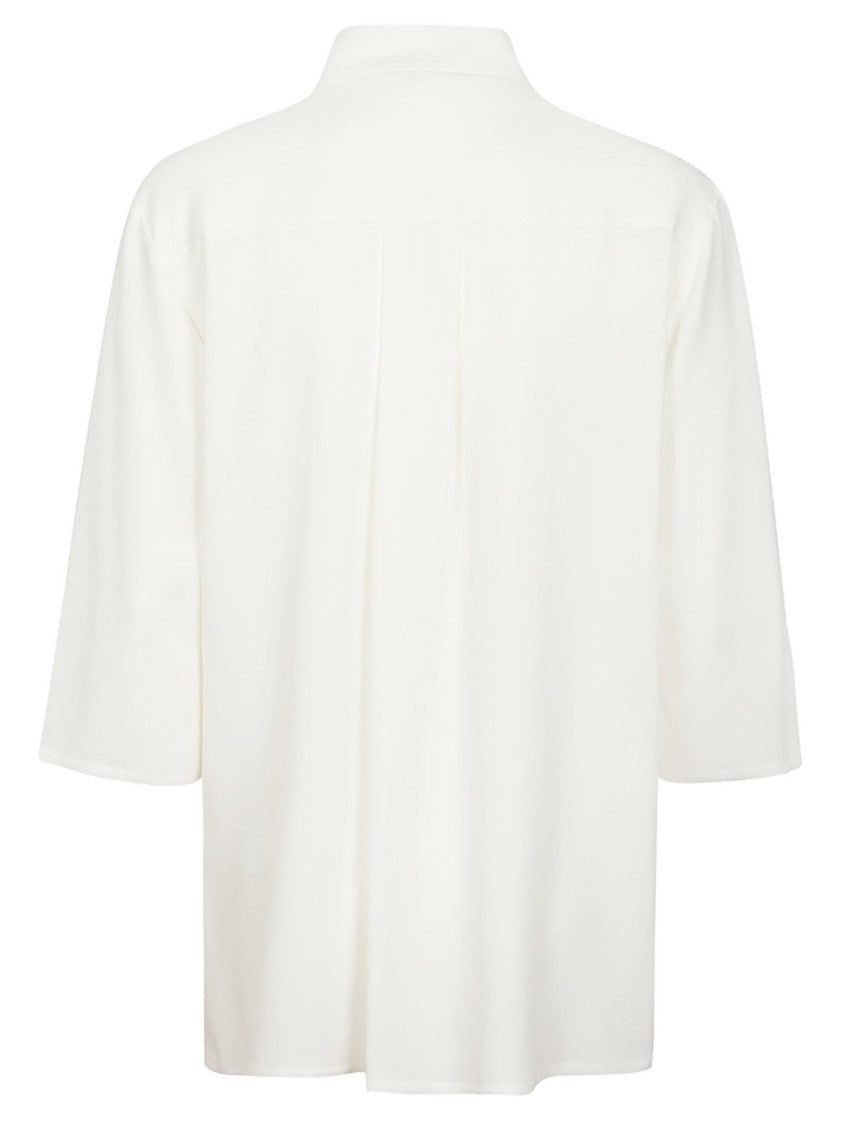 Glanshirt French Collar Silk Blend Shirt With Three-Quarter Sleeves