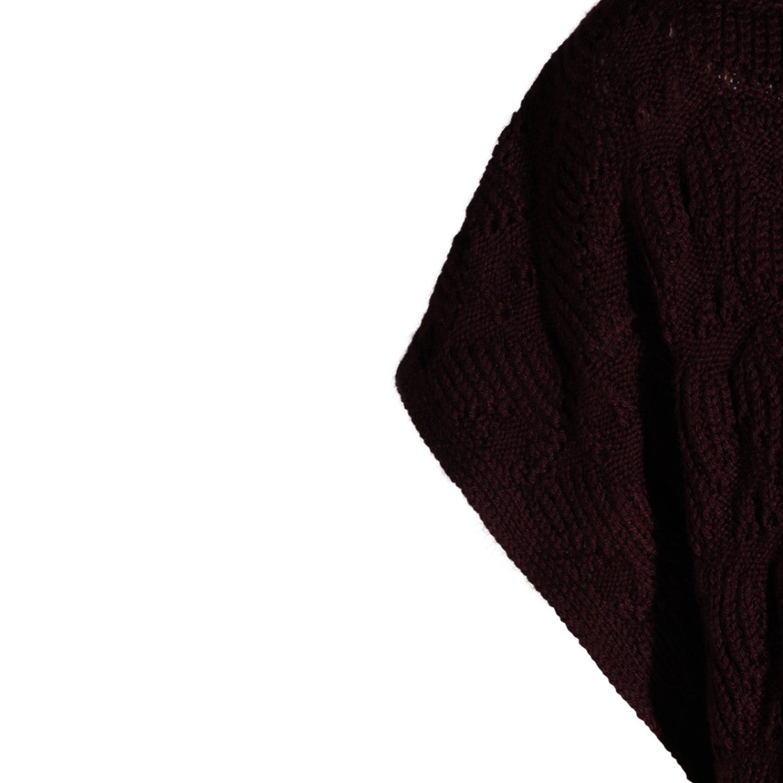 Etro Burgundy Cable Knit Poncho Sweater With Ribbed Turtleneck