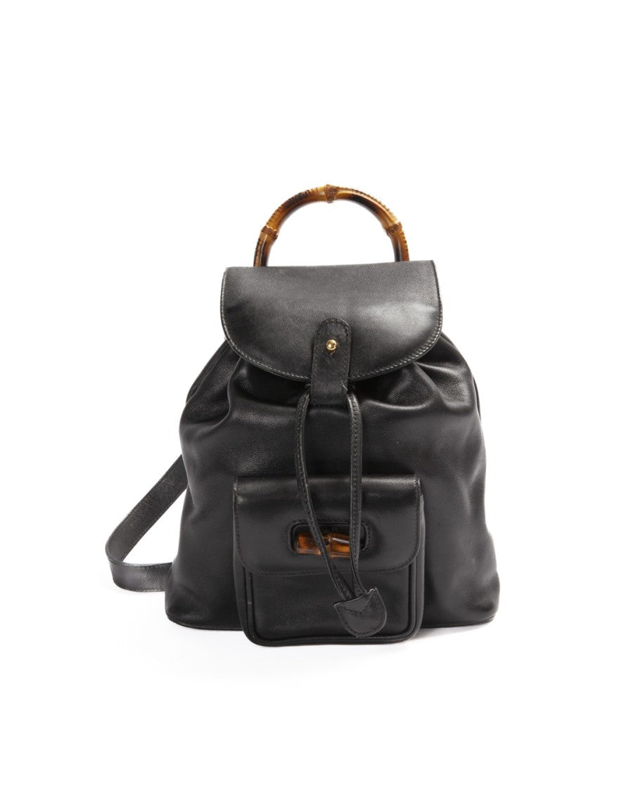 Gucci Pm Bamboo Backpack Black