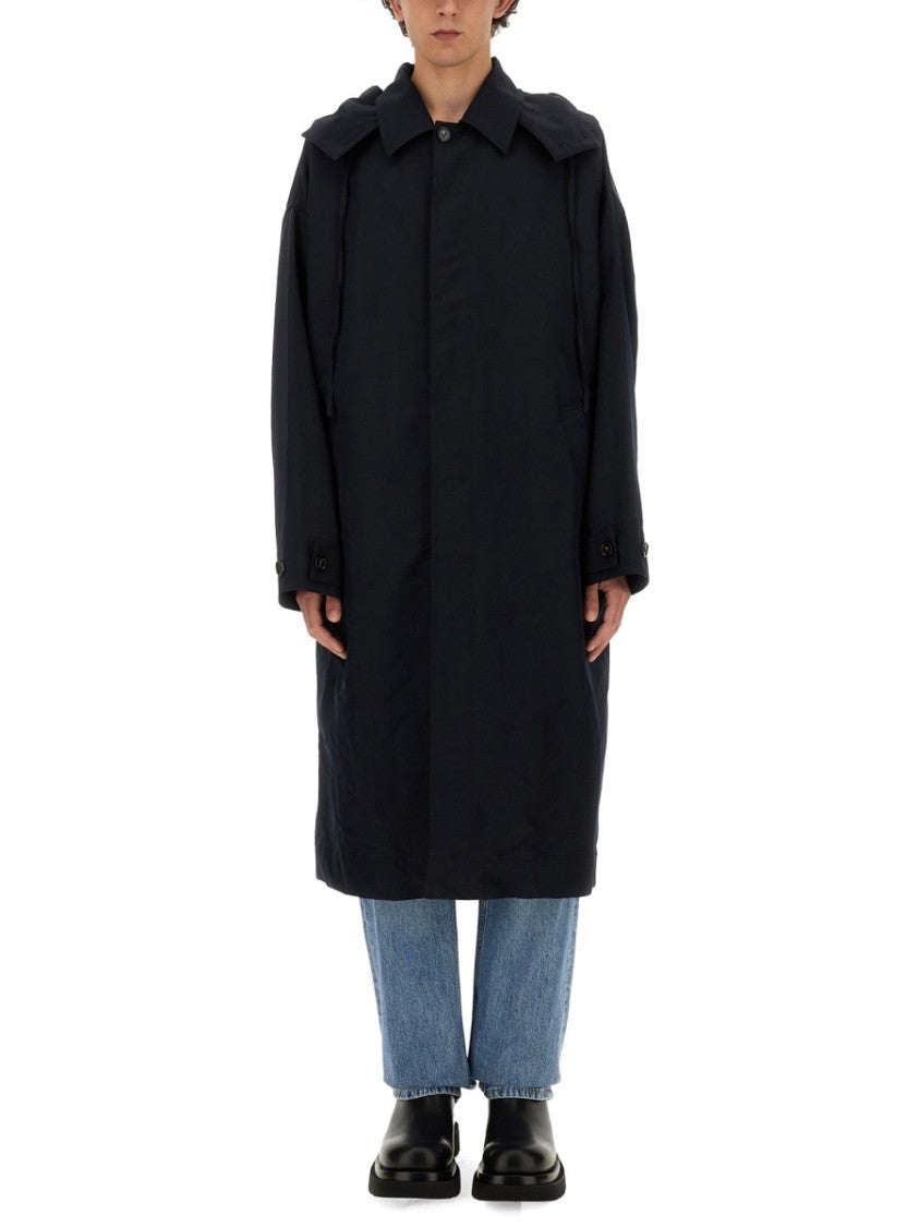 Bottega Veneta Hooded Trench Coat With Streamlined Silhouette