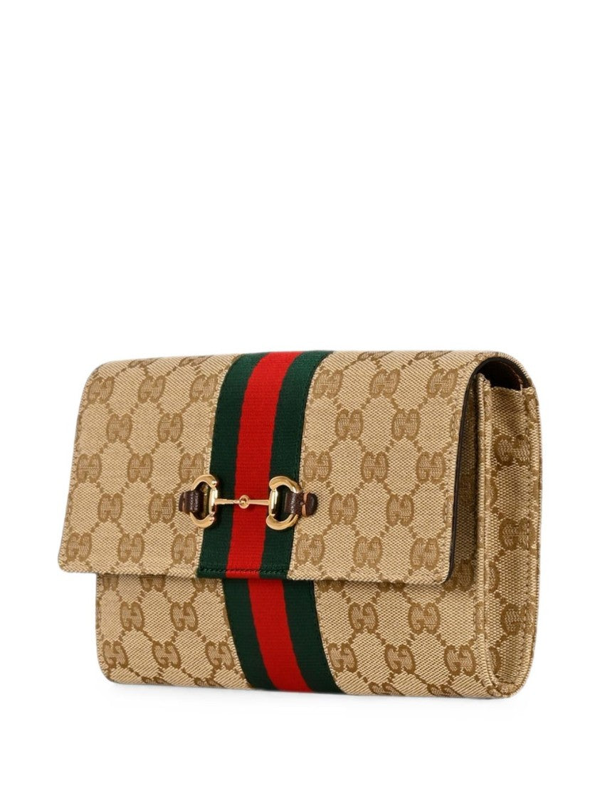 Gucci Monogram Canvas Horsebit Rectangular Clutch
