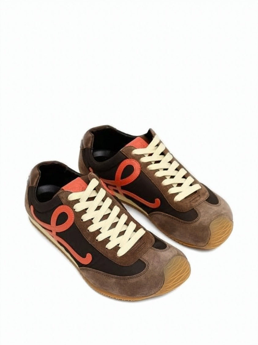 Loewe Calf Leather And Nylon Sneakers With Coral Logo