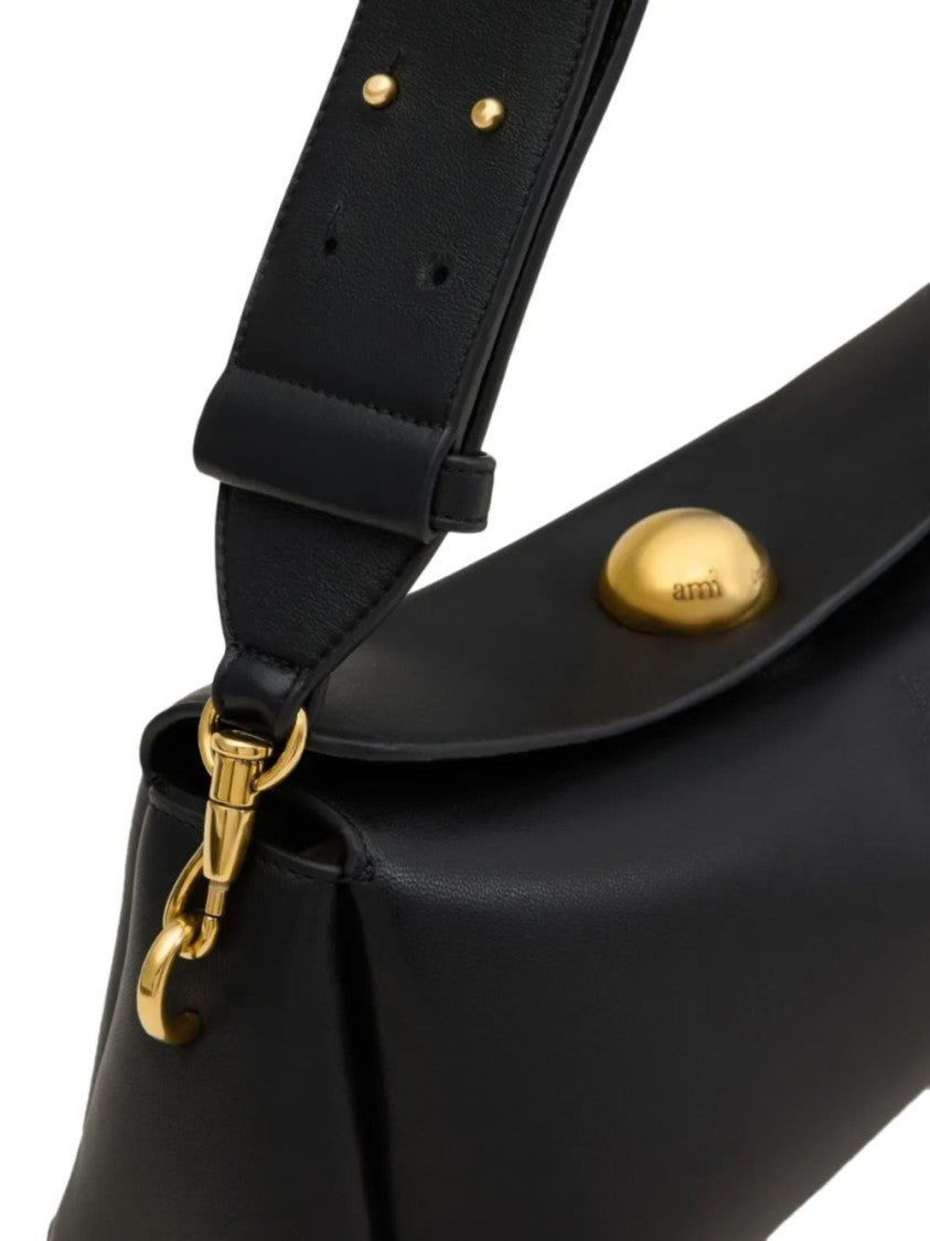 Ami Paris Black Calf Leather Brass Hardware Bag