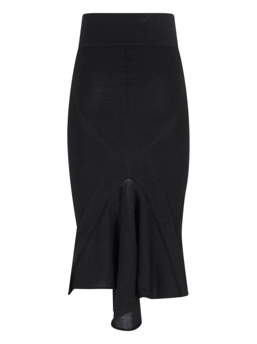 Rick Owens Asymmetric Midi Skirt – Black