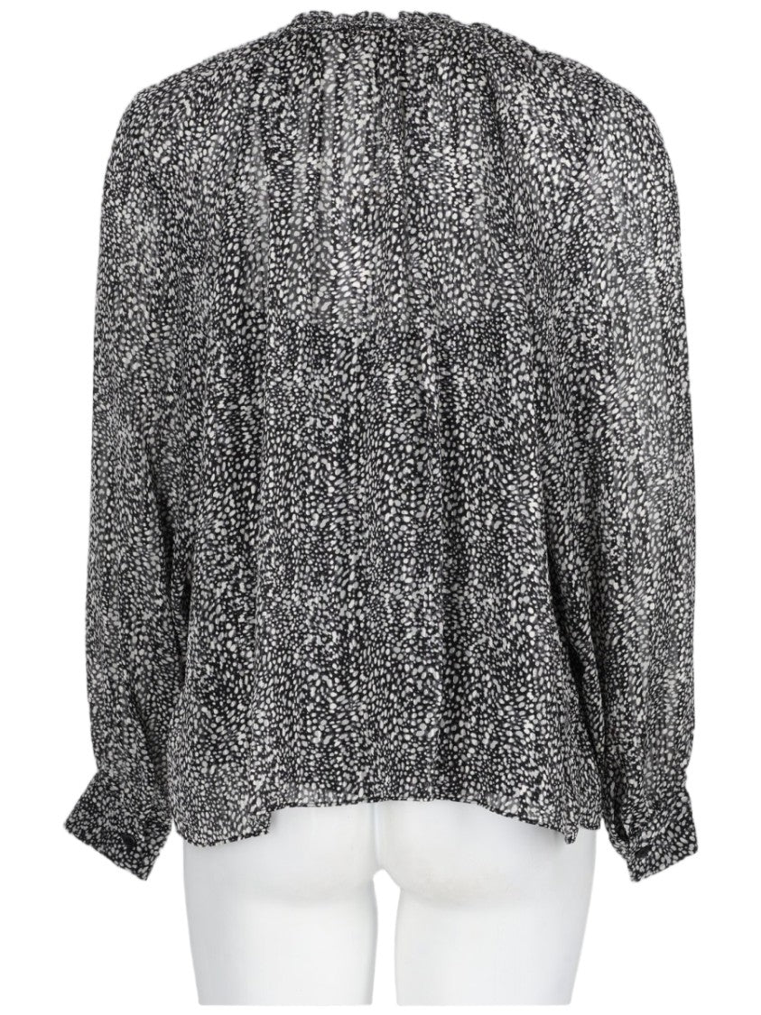 Michael Michael Kors Black Semi-Sheer Georgette Metallic Blouse