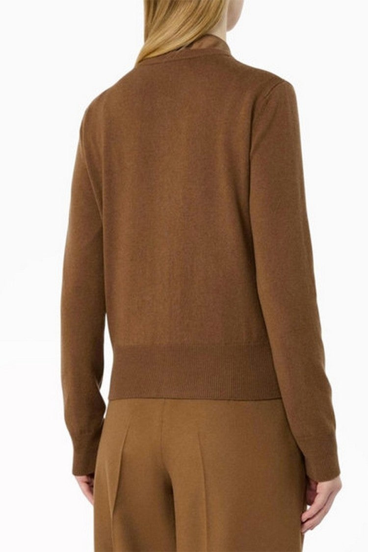 Max Mara Brown Mstgiovane Diamond-Pattern Wool-Blend Cardigan