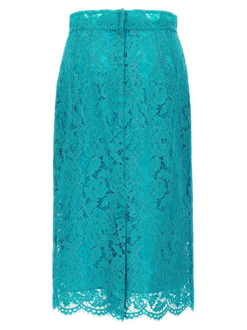 Dolce & Gabbana High-Waisted Floral Cordonetto Lace Skirt