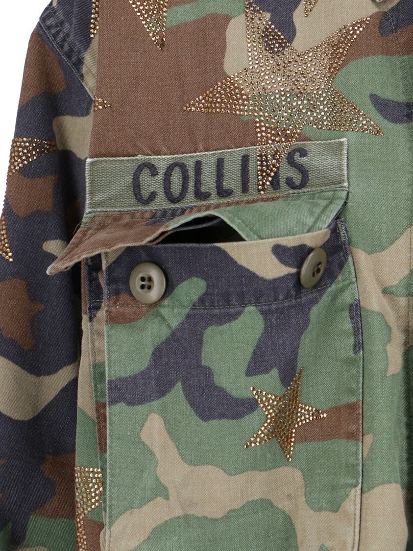 Rossano Prini Camouflage Crop Jacket In Brown And Green Cotton