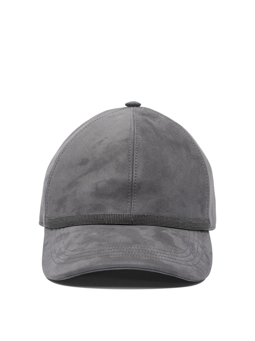 Brunello Cucinelli Structured Suede Hat With Decorative Band