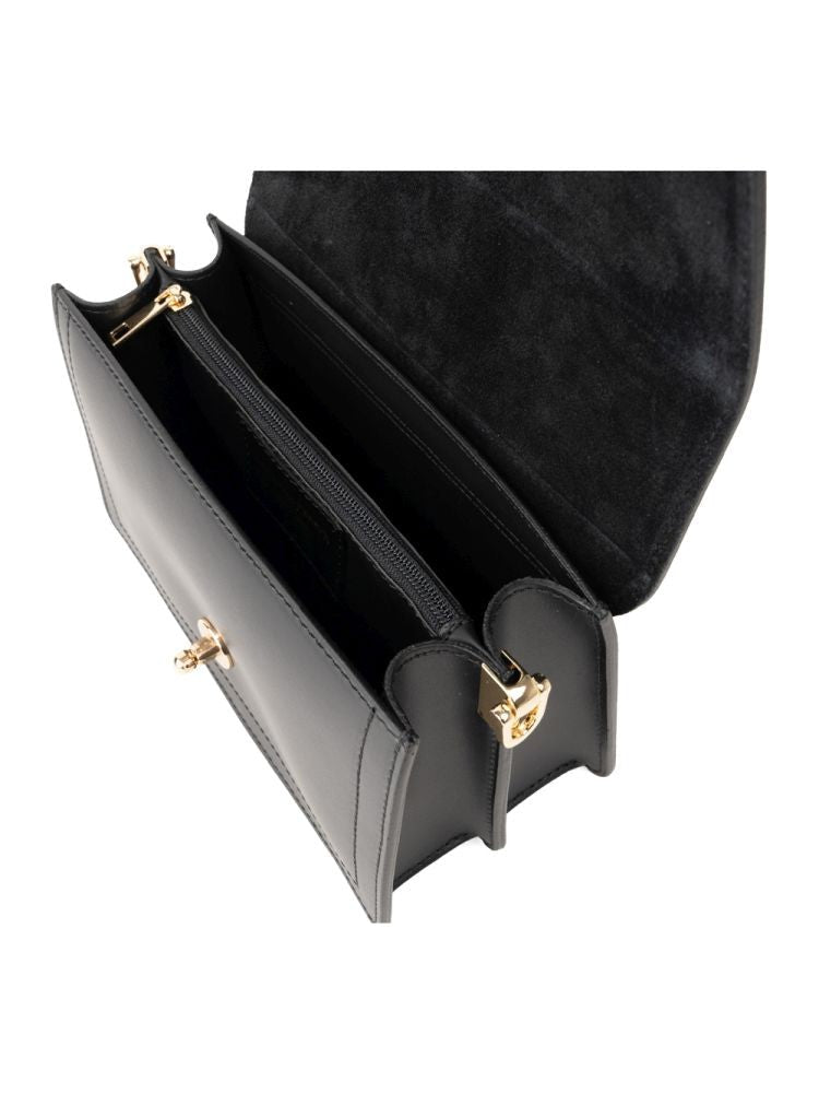 Adrianna Feretti Structured Leather Shoulder Bag With Gold-Tone Clasp
