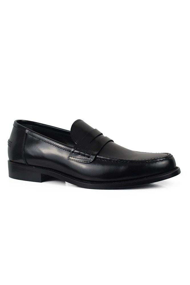 Alberto Shiny Black Calfskin Leather Loafers