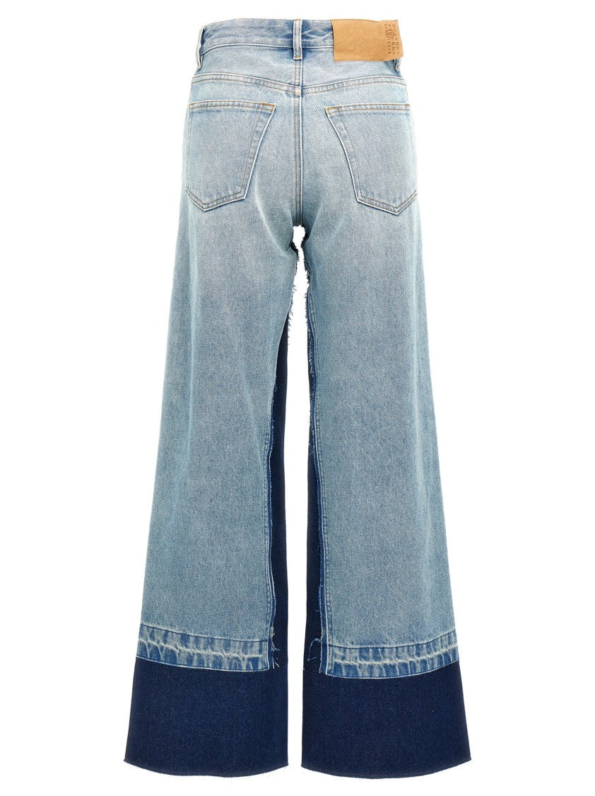 Mm6 By Maison Margiela Wide-Leg Jeans With Contrasting Inserts