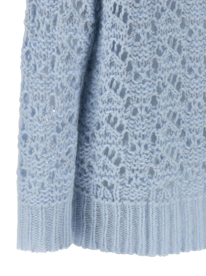 Fabiana Filippi Openwork Knit Sweater With Ribbed Cuffs And Crew Neckline