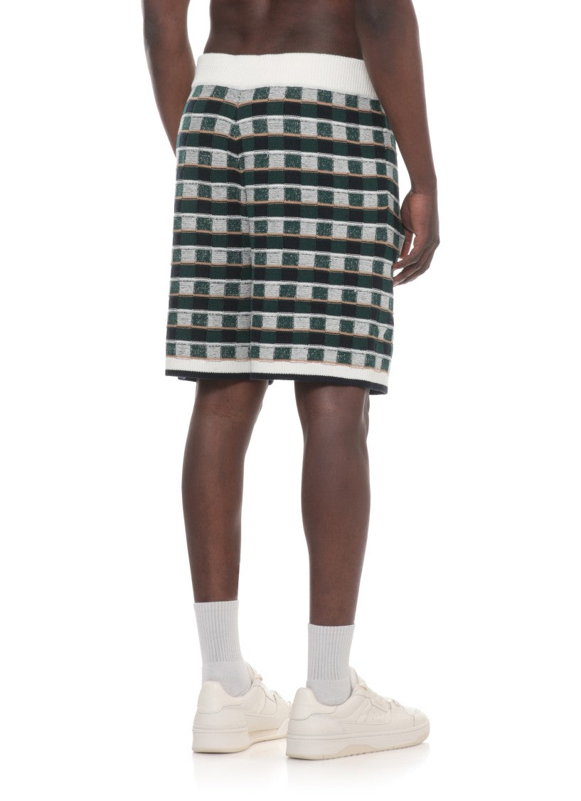 Casablanca Green Mosaic Check Pattern Shorts