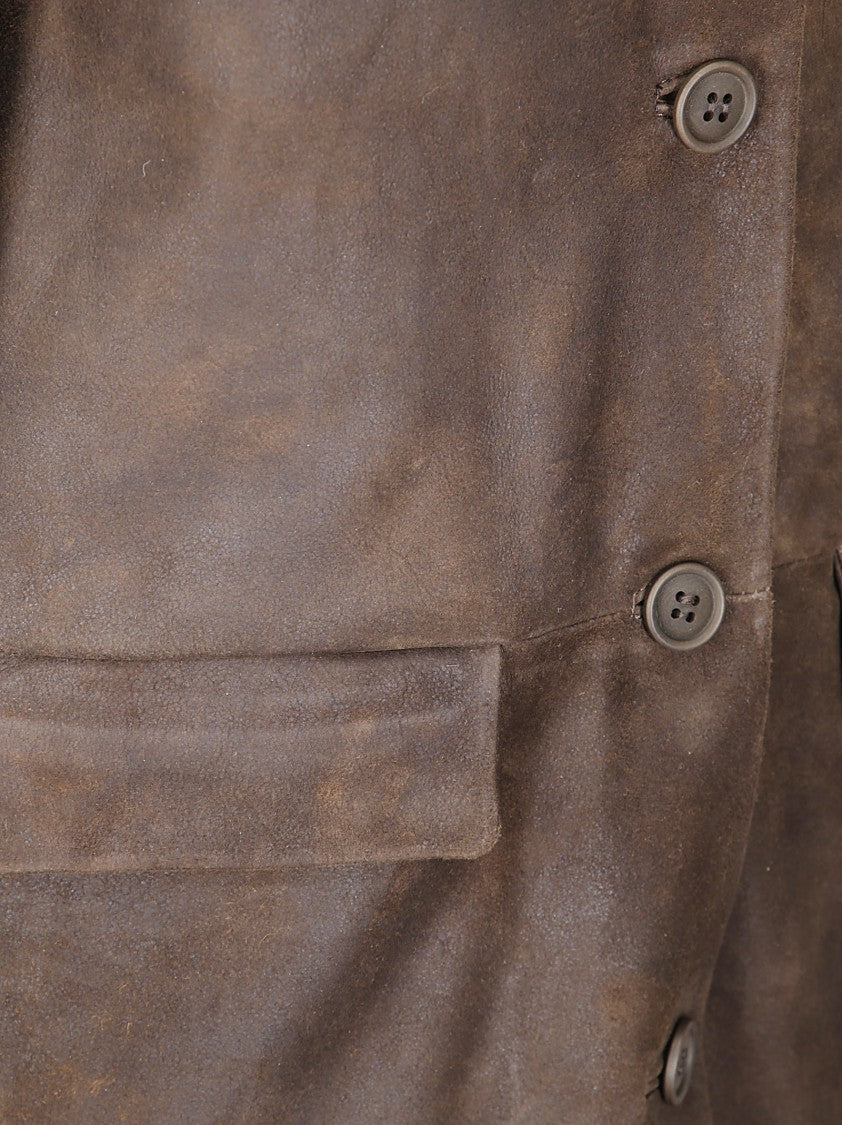 Salvatore Santoro Structured Sheepskin Leather Coat