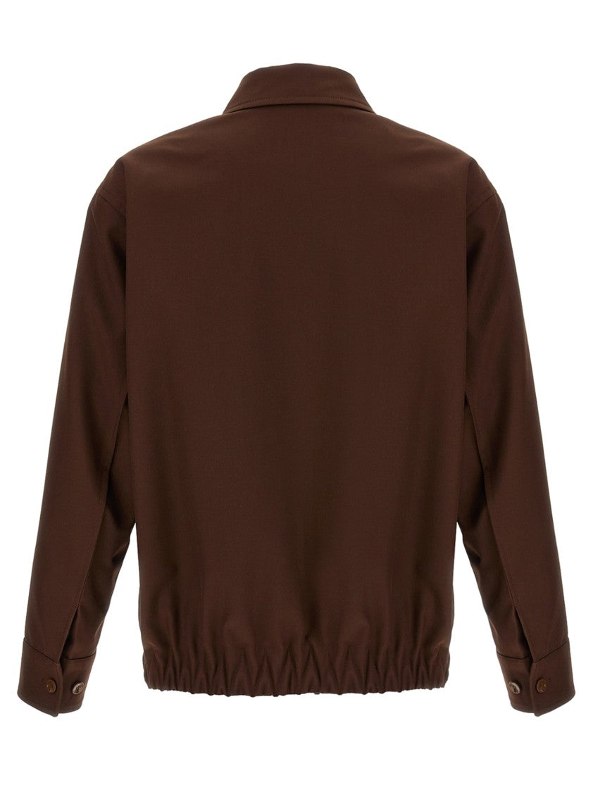 Gucci Wool Twill Jacket With Classic Collar And Front Zip Closure