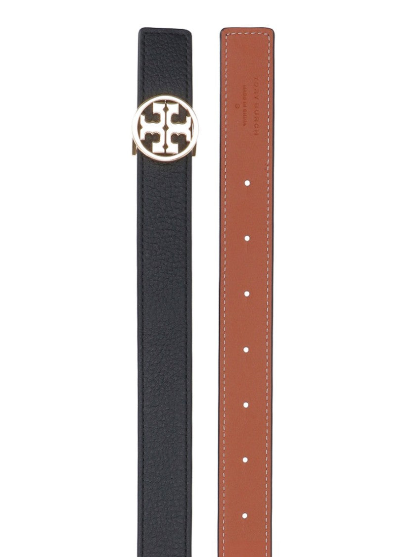 Tory Burch Black/Brown Miller Reversible Leather Belt