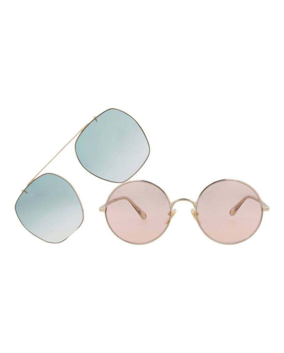 Chloé Square-Frame Sunglasses With Gradient Tint And Clip-On Lenses