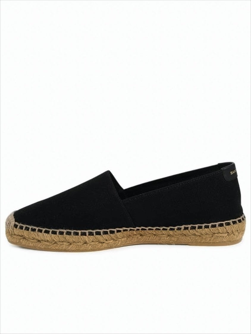 Saint Laurent Black Cotton-Linen Logo-Embroidered Espadrille Sneakers