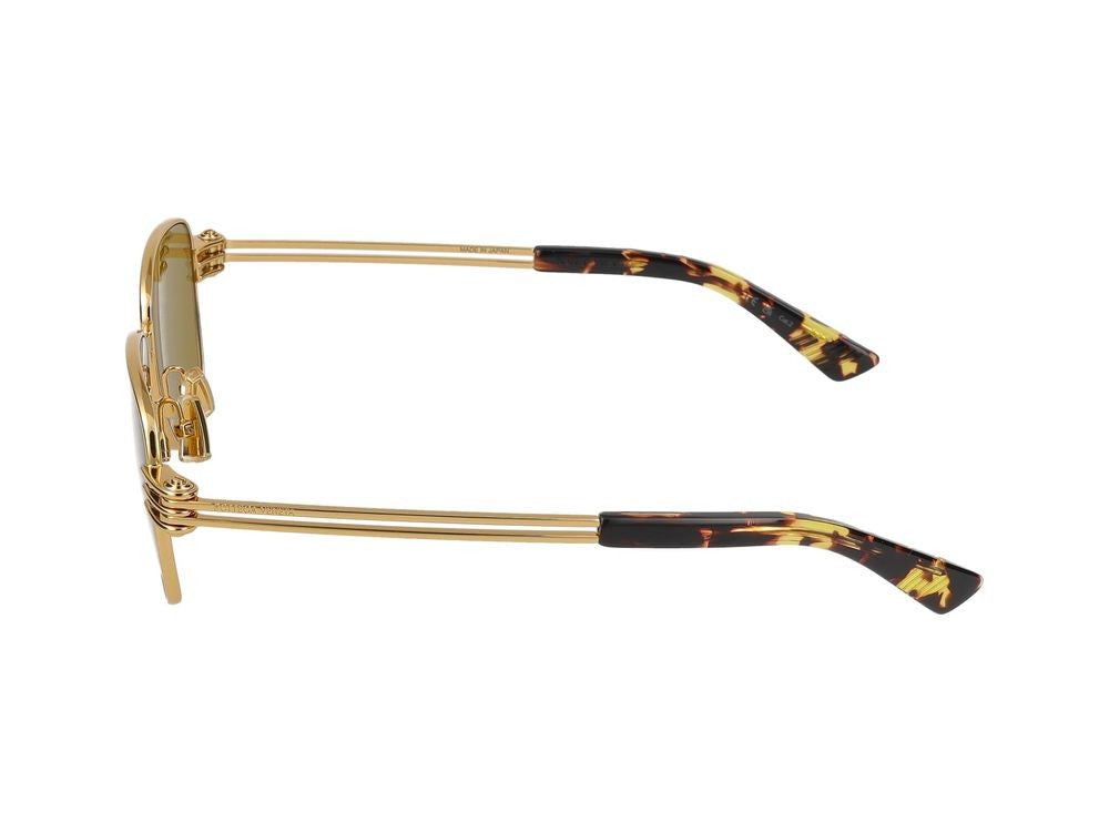 Bottega Veneta Gold Yellow-Tinted Lenses Square Metal Sunglasses