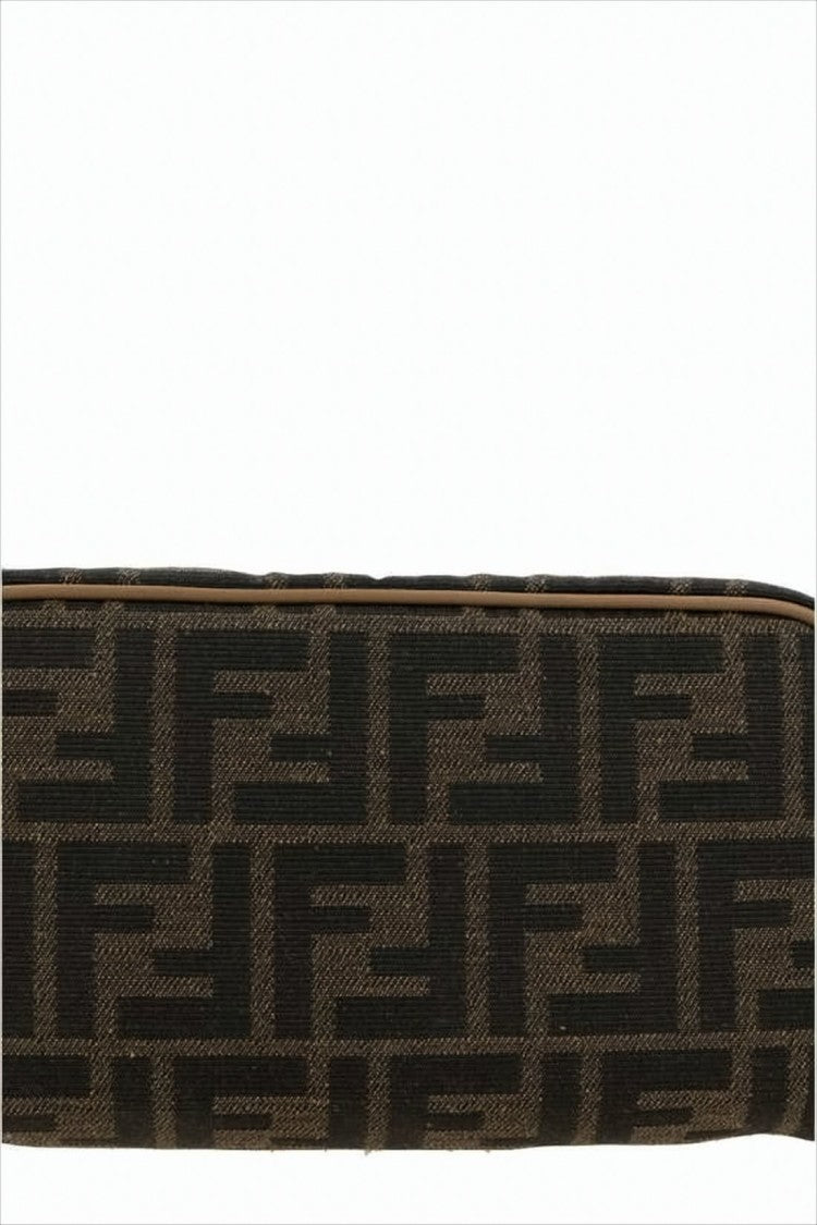 Fendi Rectangular Geometric Print Clutch With Leather Trim