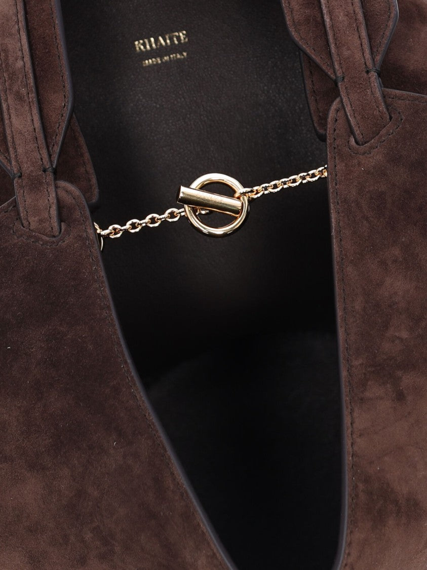 Khaite "Lotus" Small Tote Bag In Brown Calfskin Suede