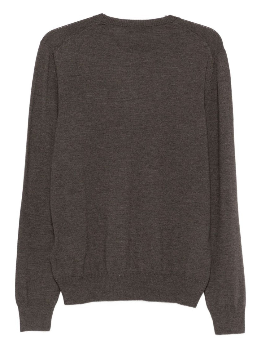 Fay Brown Crew Neck Sweater In /Virgin Wool