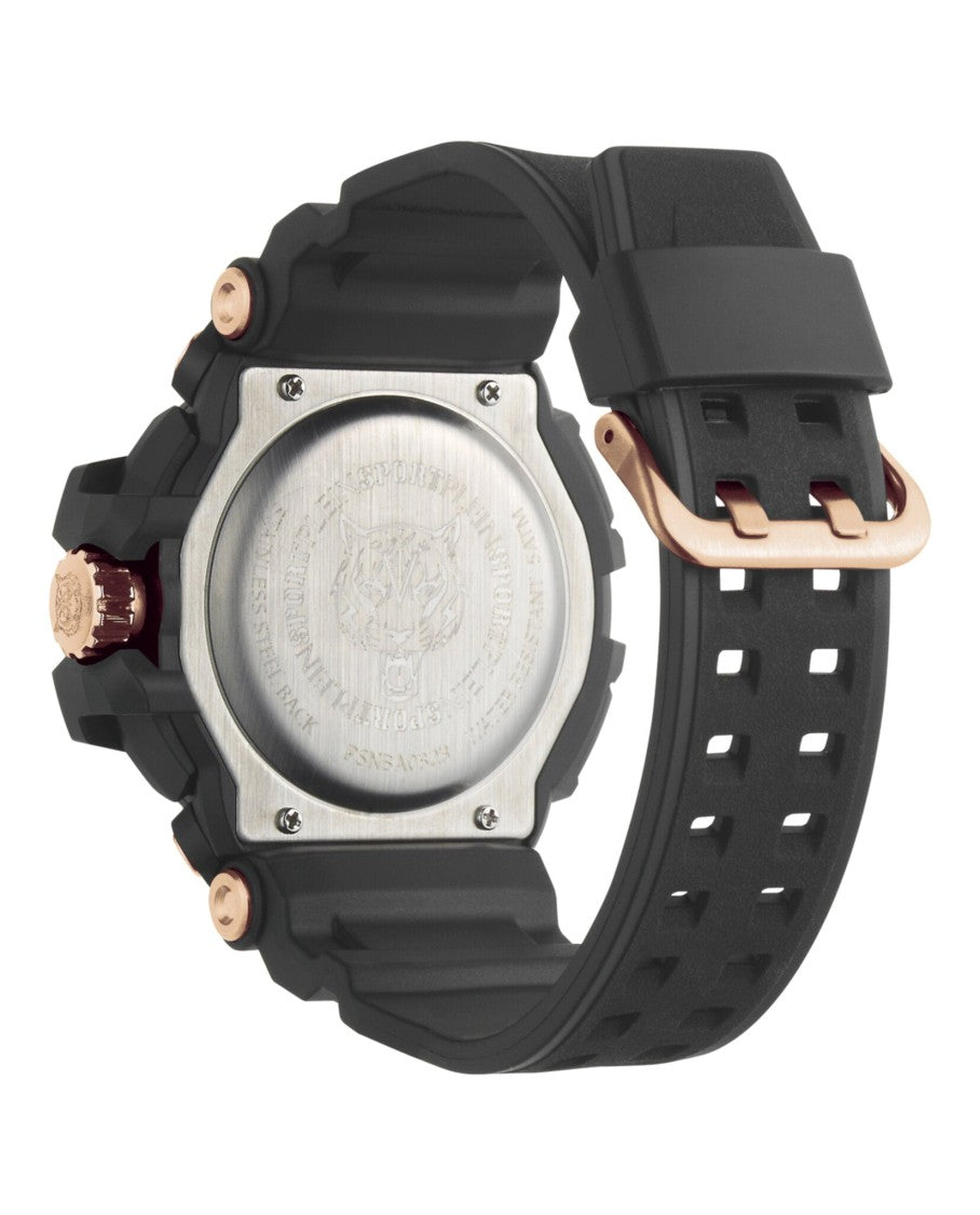 Plein Sport Combat Digital Watch With Ip Black Case And Silicone Strap