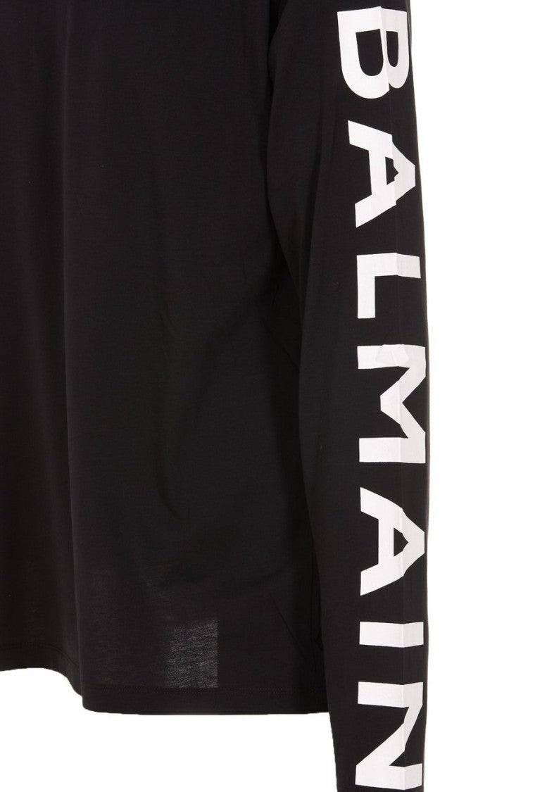 Balmain Black Cotton Printed Long-Sleeve T-Shirt