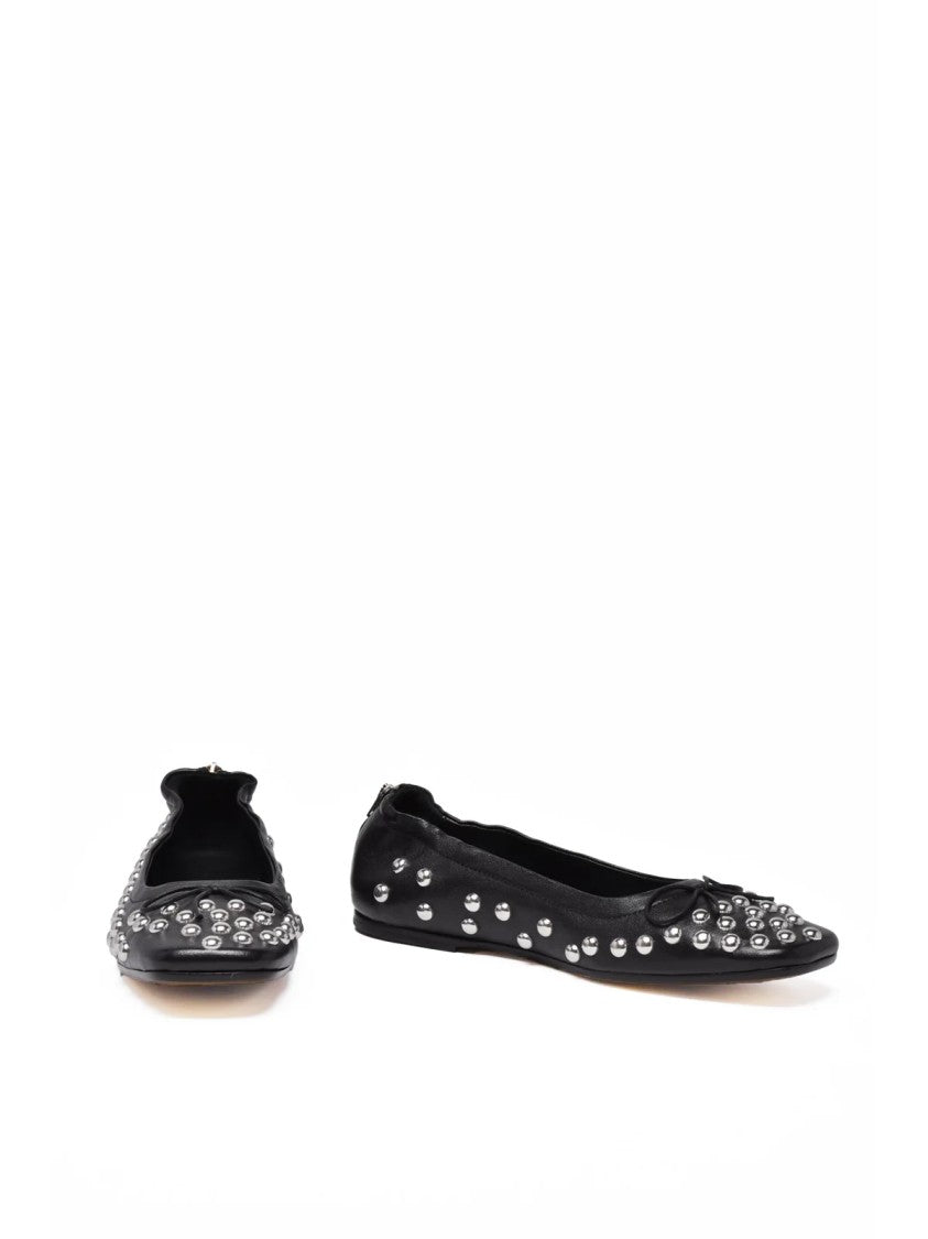 Golden Goose Black Leather Studded Flats