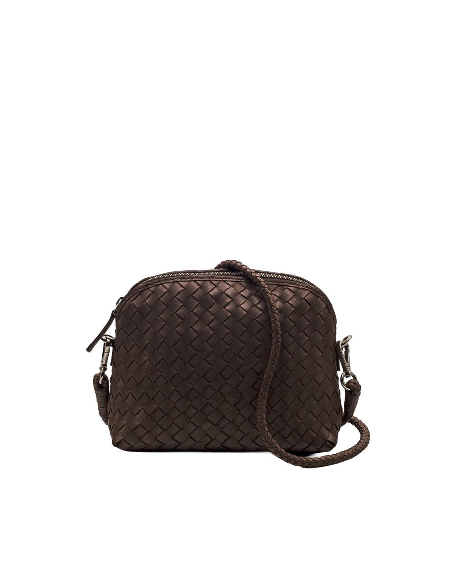 Dragon Diffusion Chunky Fellini Dark Brown Woven Calfskin Leather Clutch