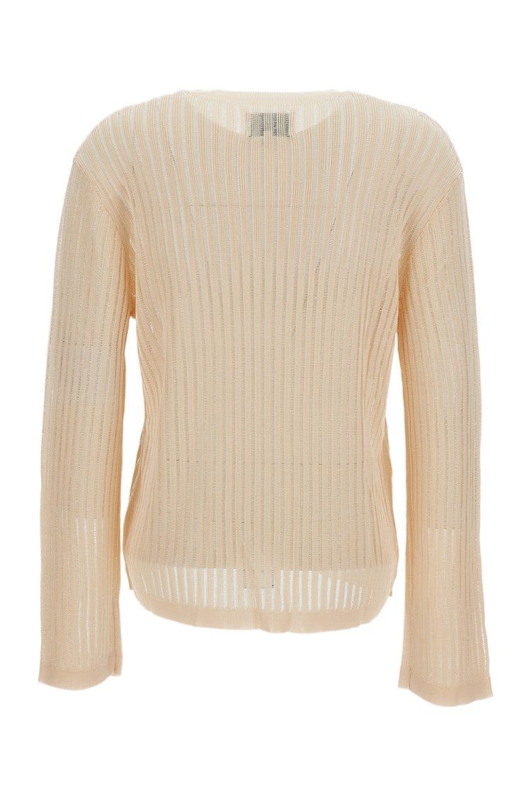 Loulou De Saison Semi-Transparent Ribbed Knit Sweater With Relaxed Fit