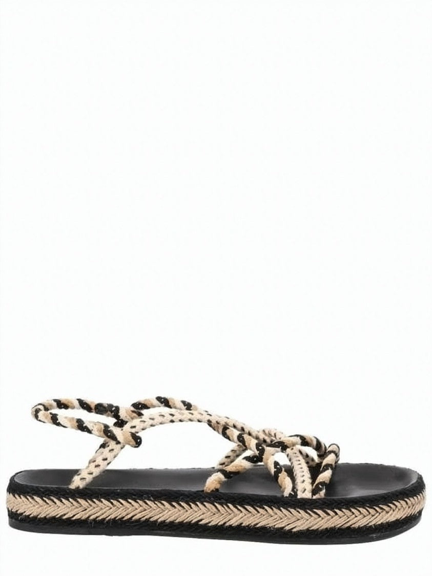 Isabel Marant Flat Sandal With Braided Trim And Intertwined Rope Straps