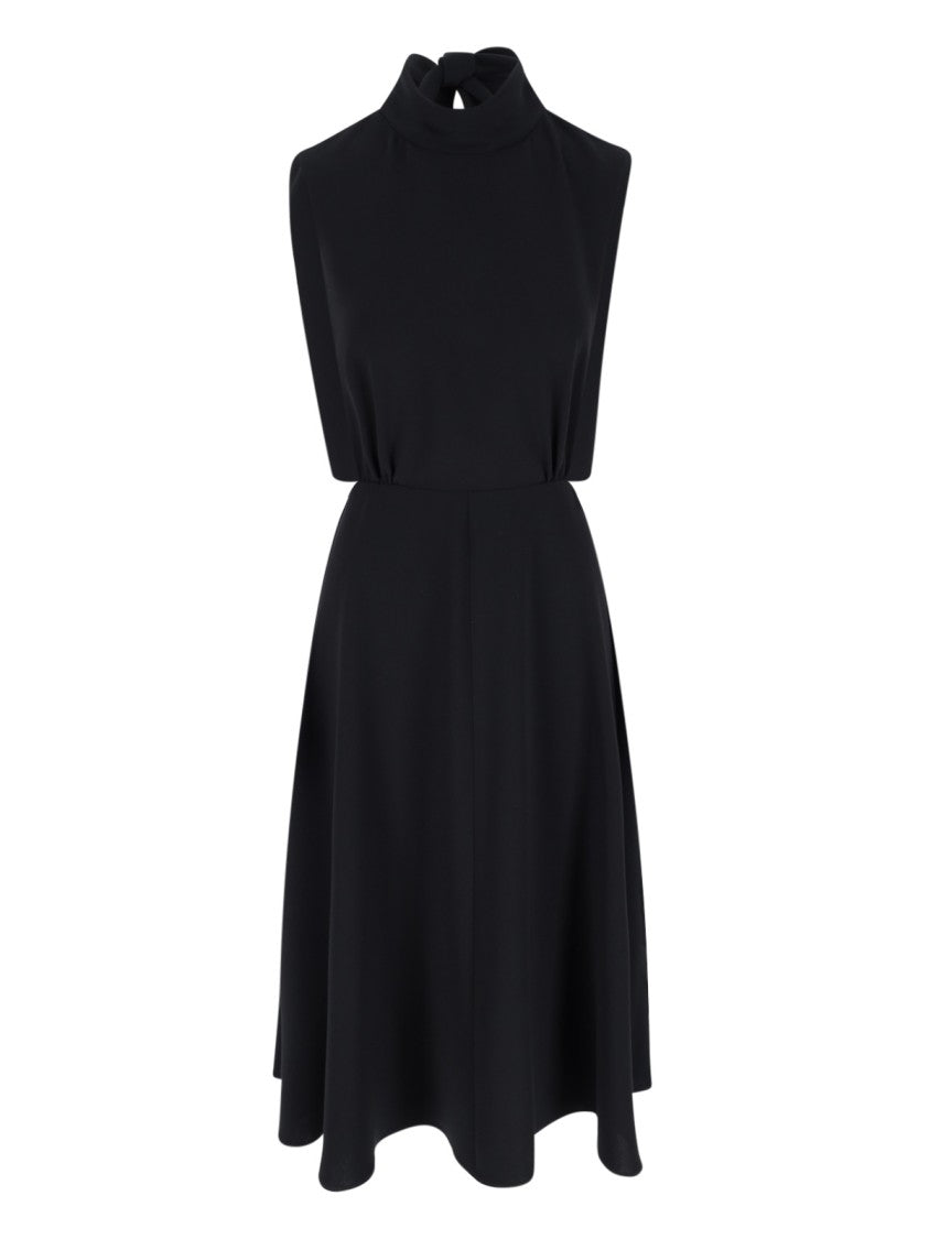 Aspesi Midi Dress In Black Fabric, High Neck