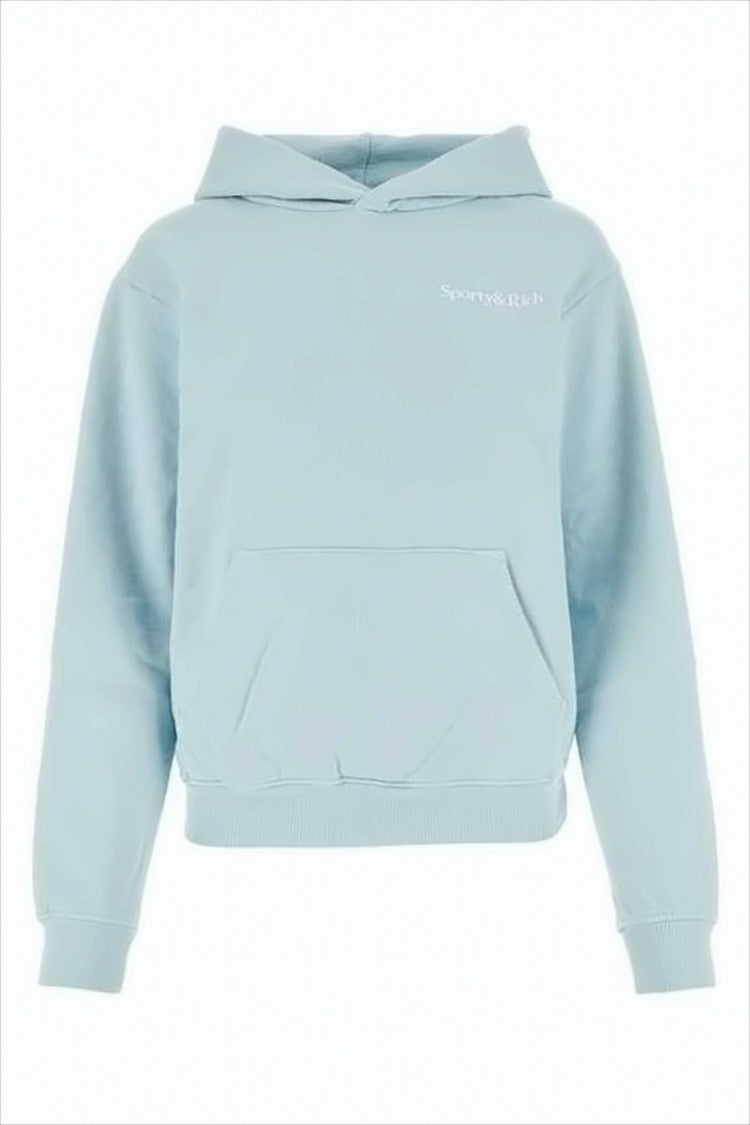 Sporty And Rich Cropped Hoodie In Soft Pastel Blue With Bold Back Slogan