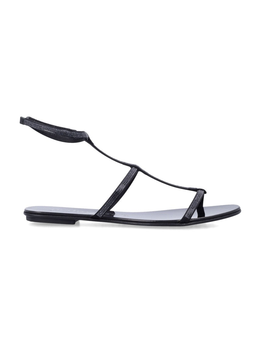 Pedro Garcia Enola Delicato Crystal Chain Flat Sandals