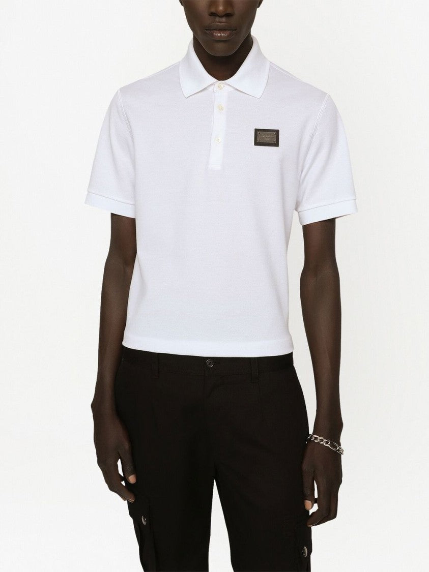 Dolce & Gabbana White Classic Patch Polo Shirt