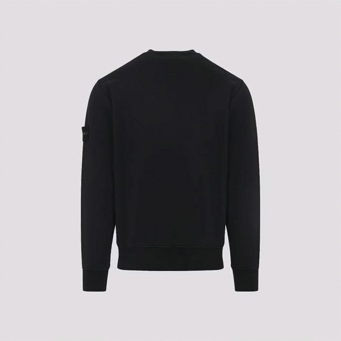 Stone Island Long-Sleeve Crewneck Black Sweatshirt With Distinctive Patch Logo